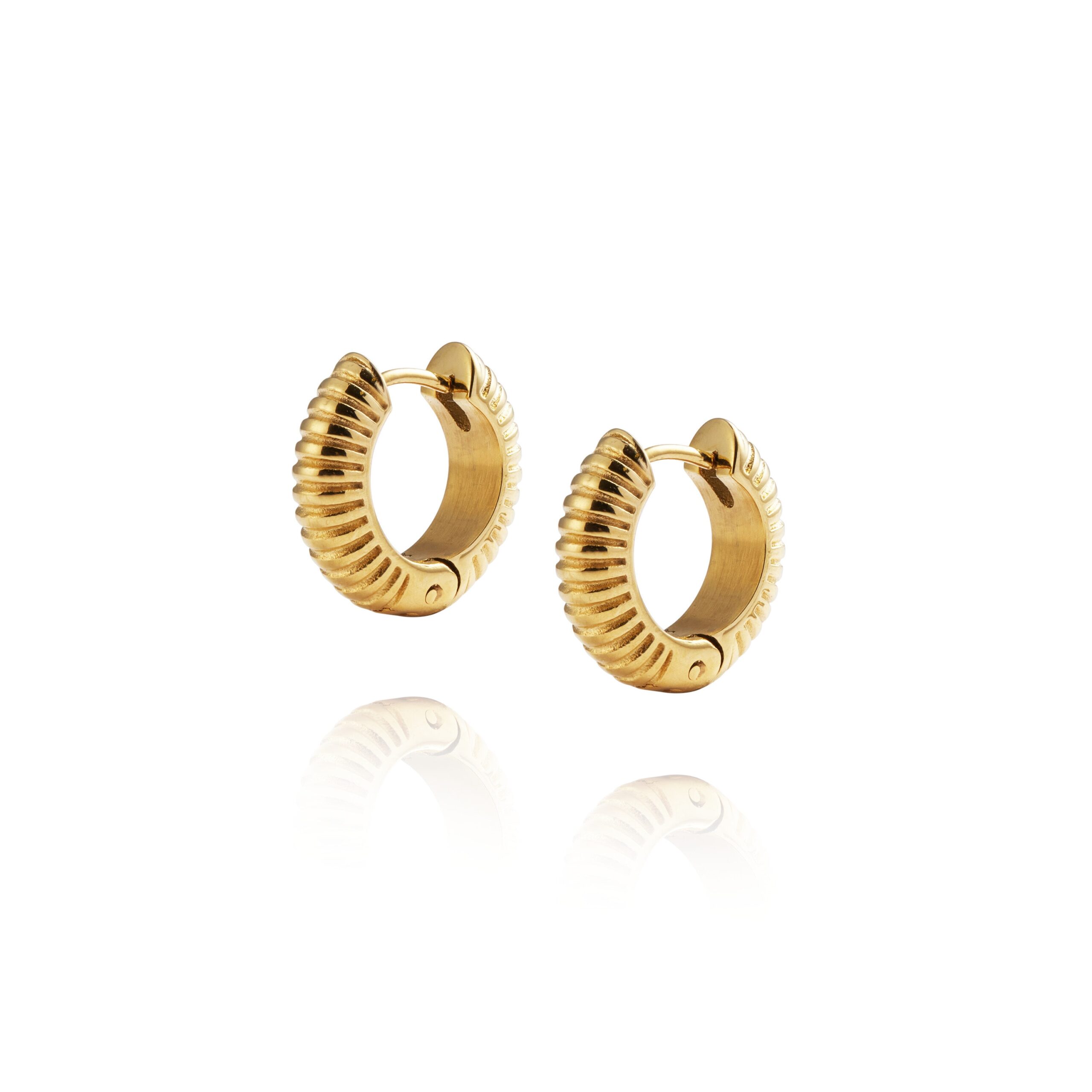 Mockberg Ribbed Hoops Gold Medium