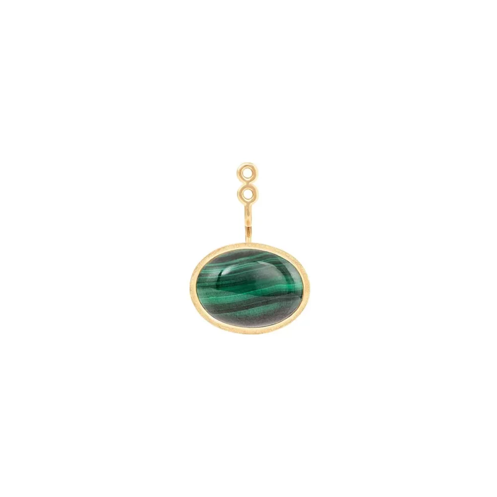 Vedhæng til ørestik Lotus 18 karat rødguld med malakit cabochon 13x9 (Stk.) (A3060-404 Par)