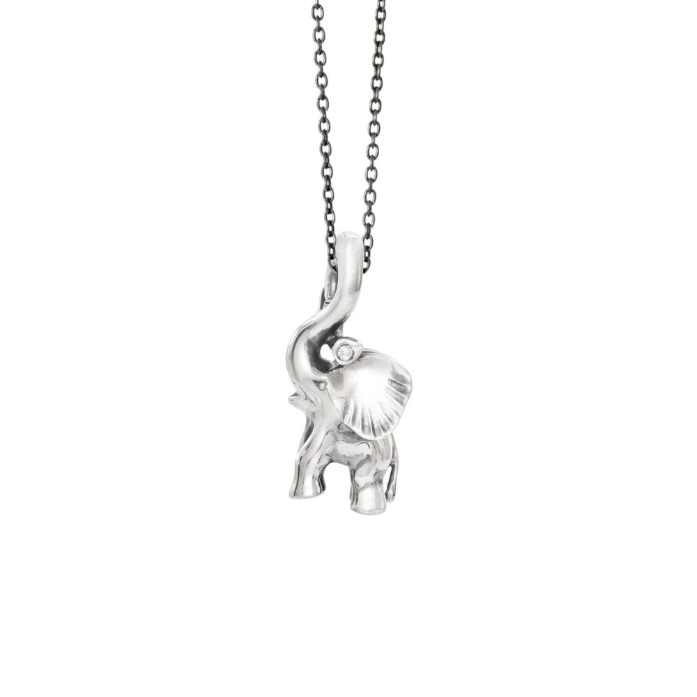 Charm Elephant Sweet Drops in Sterling silver with 1 diam. 0,01 ct TW.VS. and lock