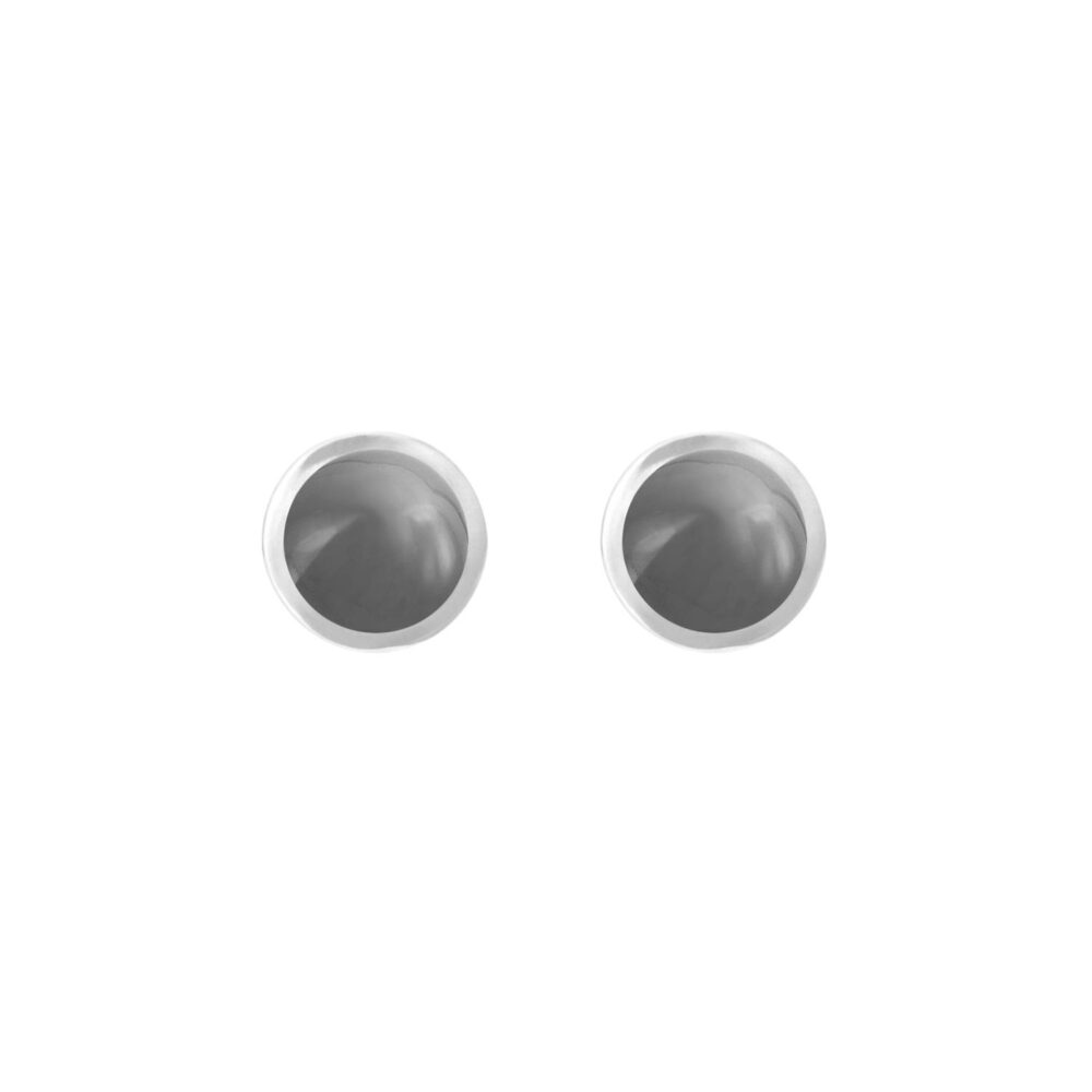 Earrings Lotus Sterling silver grey moon stone D: 6 mm (Pair)
