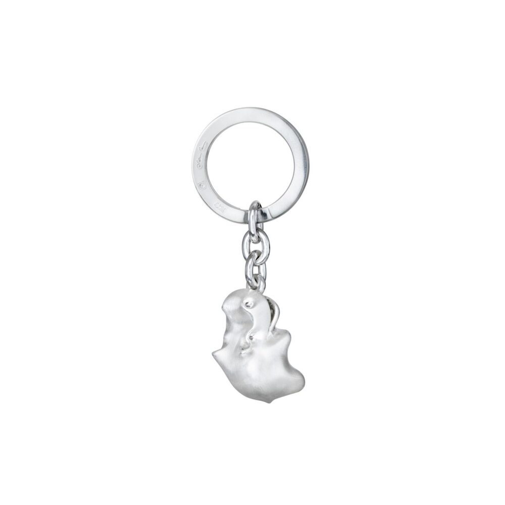 Key ring with hippopotamus in Sterling silver