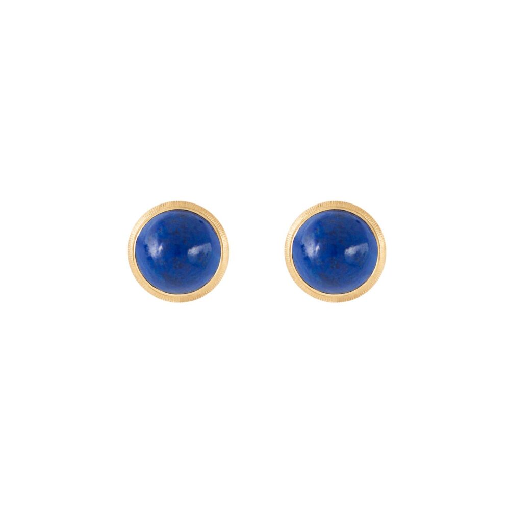 Earstuds Lotus 0 18 karat yellow gold with lapis lazuli D: 7 mm (Pair)