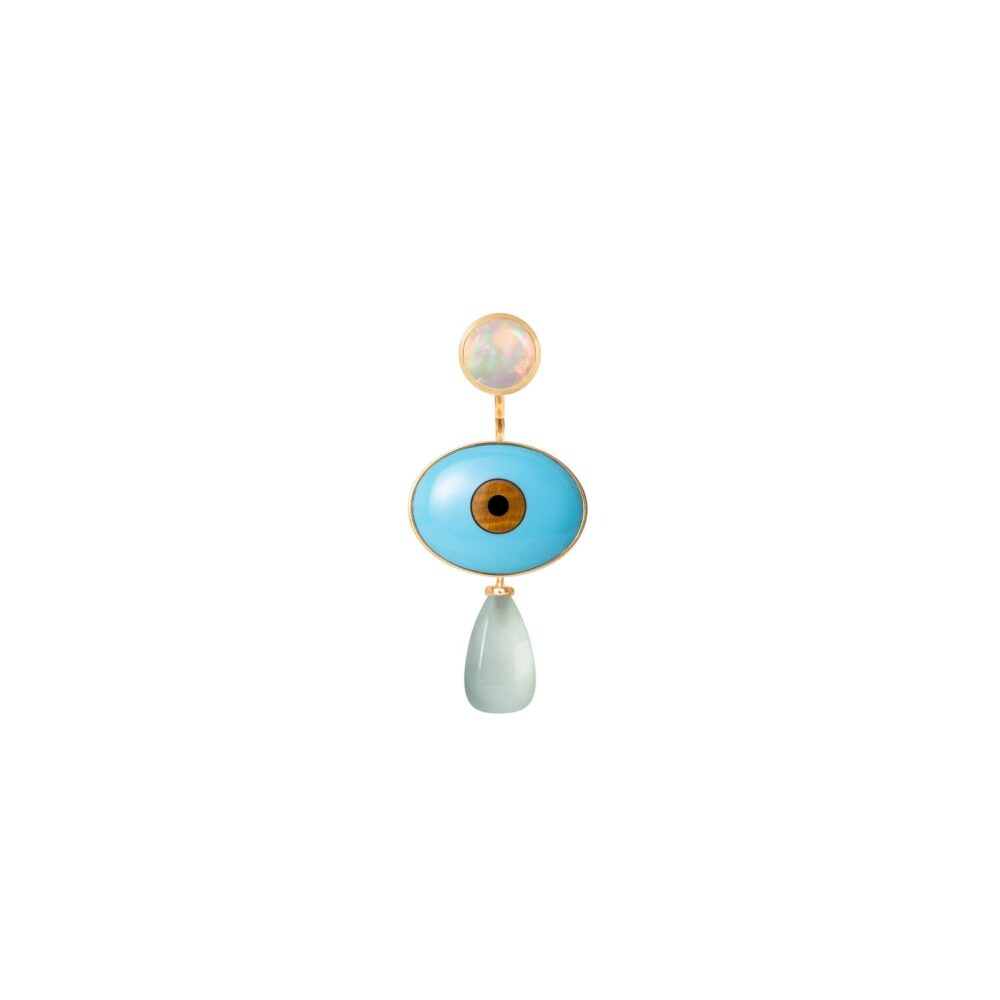 Earstuds Lotus 0 18 karat yellow gold with opal D: 7 mm (Pair) - Bild 4