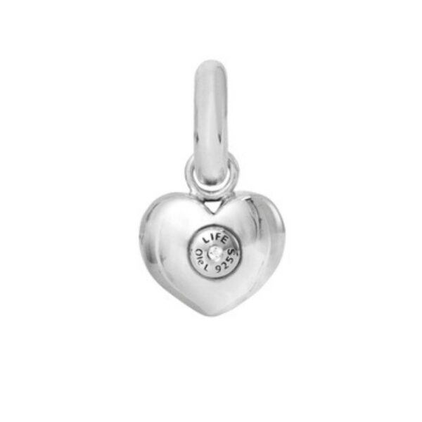 Charm Heart Sweet Drop in polished Sterling silver with  1 diam. 0,005 ct. TW.VS. and lock