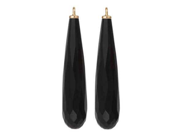Pendant hook 18 karat yellow gold with onyx fac.drop 30x7mm pair