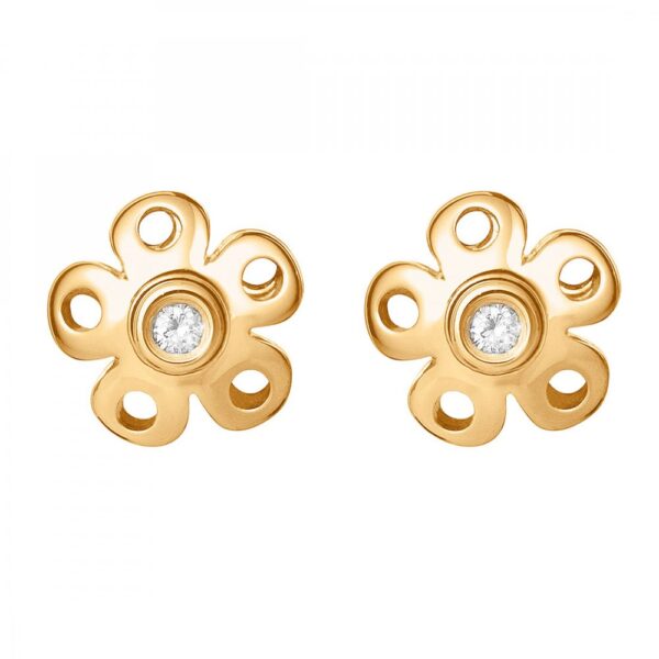 Earring Lace mini 18 karat yellow gold polished 2 diam. total 0.02ct TW.VS.
