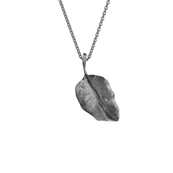 Leaves Vedhæng rundt Sterling sølv oxyderet Længde: 4cm