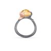 Ring Lotus size 2 - Sterling silver oxidized - leaves 18 karat rose and yellow gold with rutile quartz cabochon - Bild 2