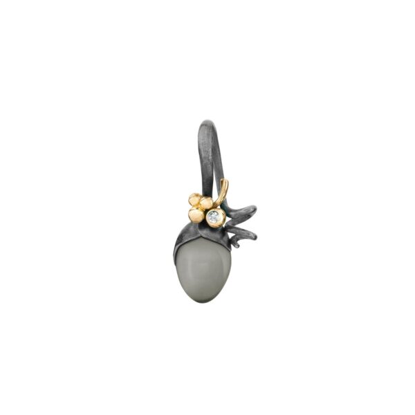 Vedhæng Spire Lotus Sterling sølv, 18 karat rødguld og grå månesten. 1 stk. brillant TW.VS 0,01 ct.