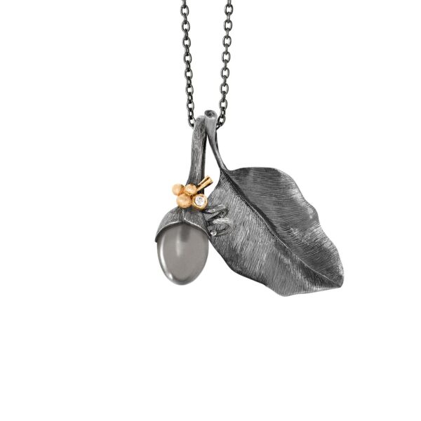 Vedhæng Spire Lotus Sterling sølv, 18 karat rødguld og grå månesten. 1 stk. brillant TW.VS 0,01 ct. - Bild 2