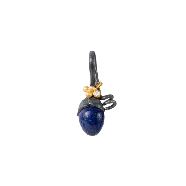 Vedhæng Spire Lotus Sterling sølv, 18 karat rødguld og lapis 1 stk. brillant TW.VS 0,01 ct.