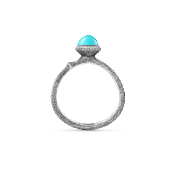 Ring Lotus size 0 - Tiny oxidized Sterling silver with turquoise - Bild 2