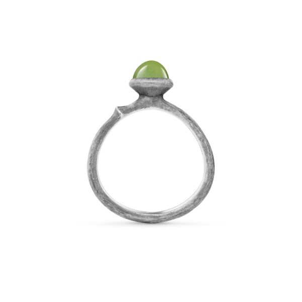 Ring Lotus size 0 - Tiny oxidized Sterling silver with serpentine - Bild 2