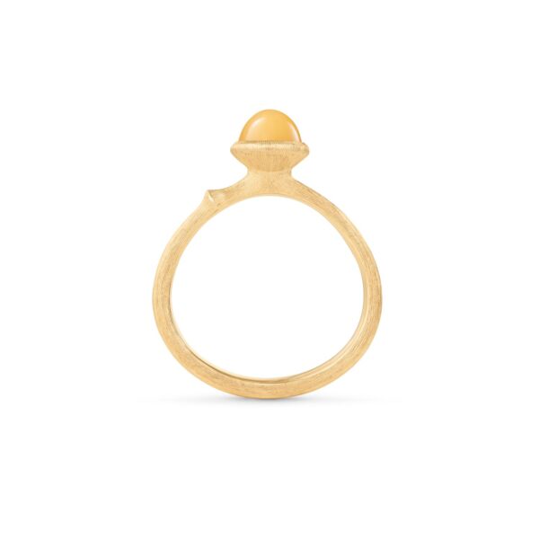 Ring Lotus size 0 - Tiny - 18 karat yellow gold with amber