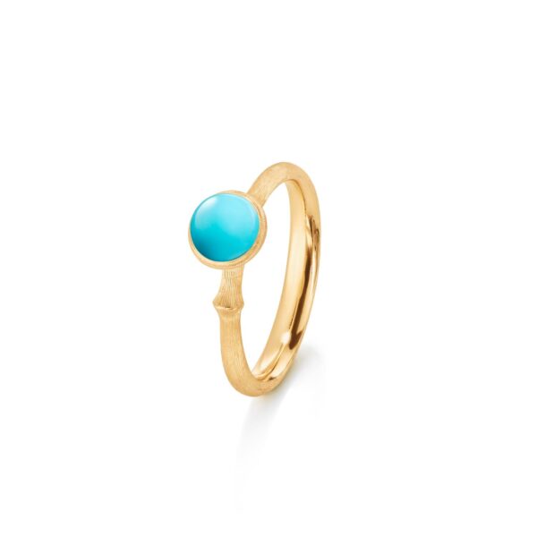 Ring Lotus str. 0 - Tiny - 18 karat rødguld med turkis - Bild 2