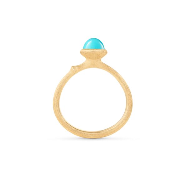 Ring Lotus str. 0 - Tiny - 18 karat rødguld med turkis