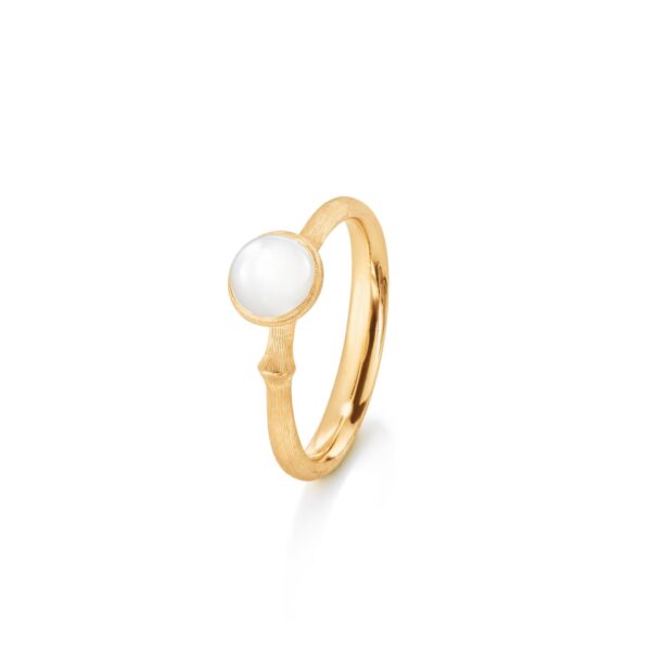 Ring Lotus str. 0 - Tiny - 18 karat rødguld med hvid månesten
