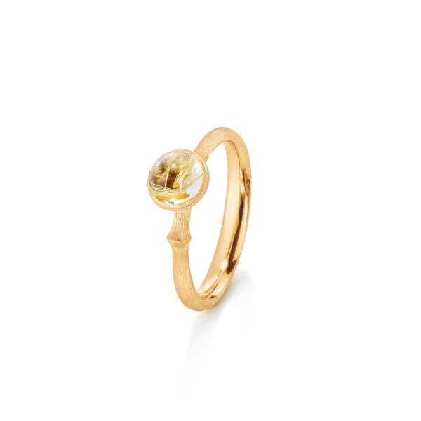 Ring Lotus str. 0 - Tiny - 18 karat rødguld med rutilkvarts