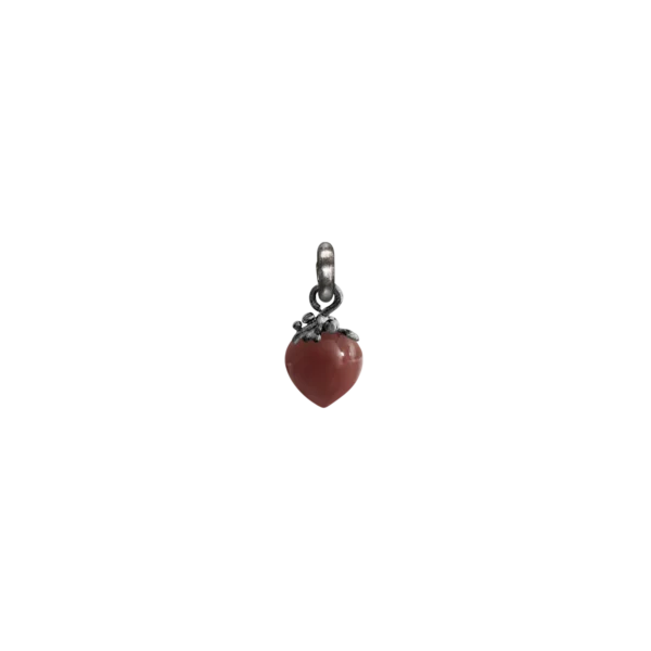Charm Filigree tip Sweet Drops with carnelian cabochon and satin Sterling silver top with opening.