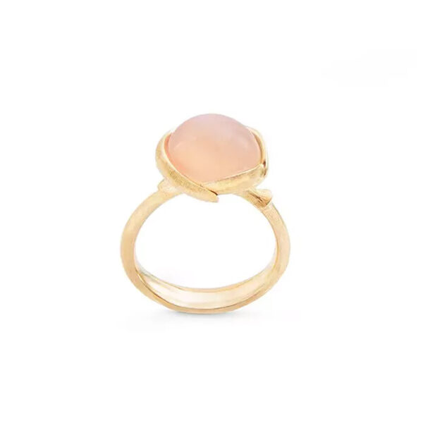 Ring small Lotus 18 karat yellow gold blush moon stone cabochon - Bild 2