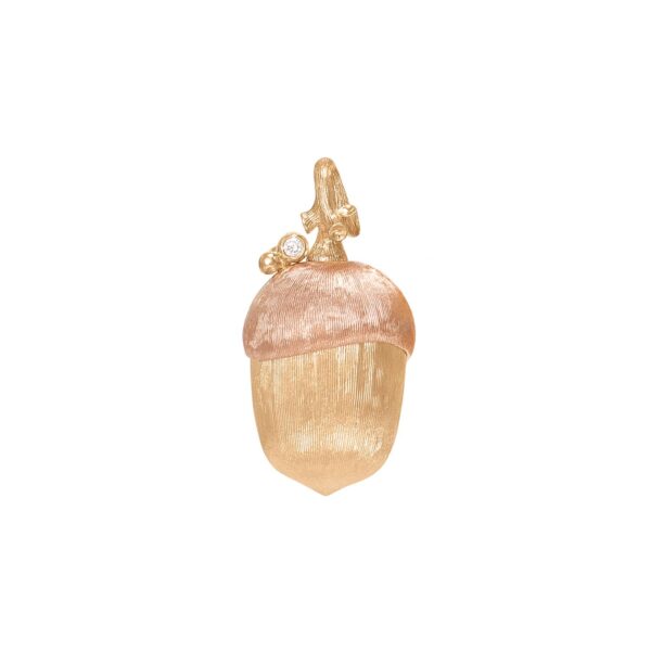 Pendant large acorn Forest 18 karat yellow and rose gold, 1 bril.  TW.VS 0,01 ct. - Bild 2