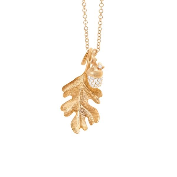 Pendant oak leaf medium Forest 18 karat yellow gold length: 3 cm