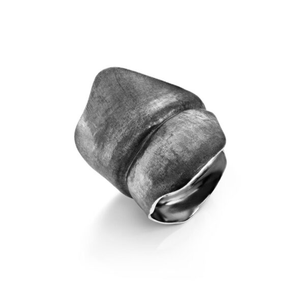 Leaves Ring large oxidized Sterling silver