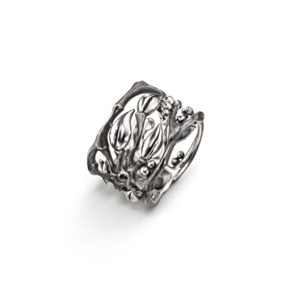 Forest Ring light oxidized Sterling silver