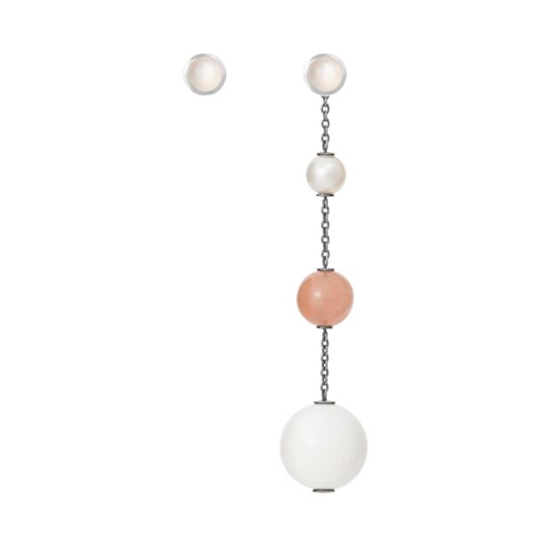 Pendant for earring Sterling silver freshwater pearl, blush moonstone and shell (sold sePAIRately) 6cm