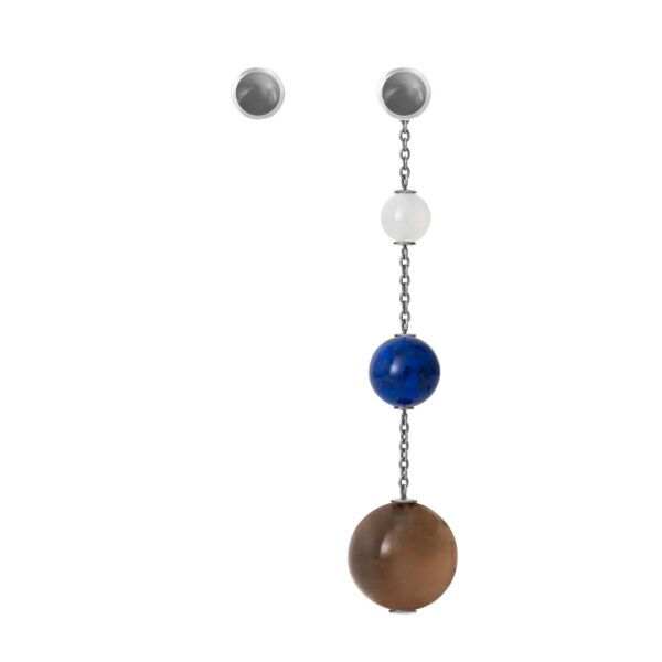 Pendant for earring Sterling silver white moonstone, lapis lazuli and SM QTZ(sold sePAIRately) 6cm