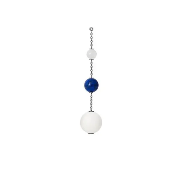 Lotus pendant in Silver with white moonstone, lais lazuli and bone.
