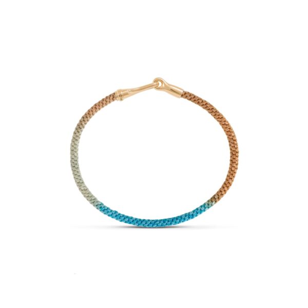 Armbånd Life, håndknyttet reb 3mm, farve:Cornflower med krog og lås i 18 karat blank rødguld