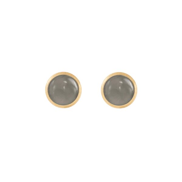 Lotus Earstuds 18 karat yellow gold with grey moonstone D: 7 mm (Pair) - Bild 3