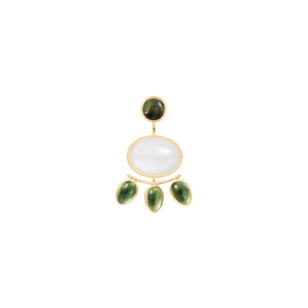 Lotus Earstuds 18 karat yellow gold with grey moonstone D: 7 mm (Pair) - Bild 2