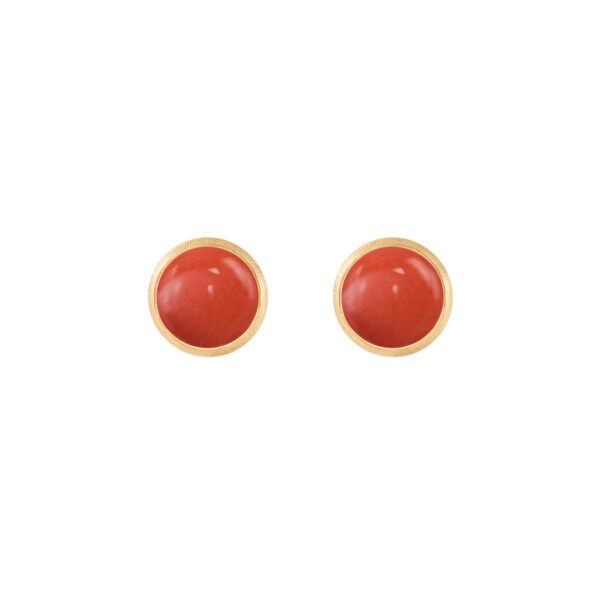 Lotus Earstuds 18 karat yellow gold corallium rubrum D: 7 mm (Pair)