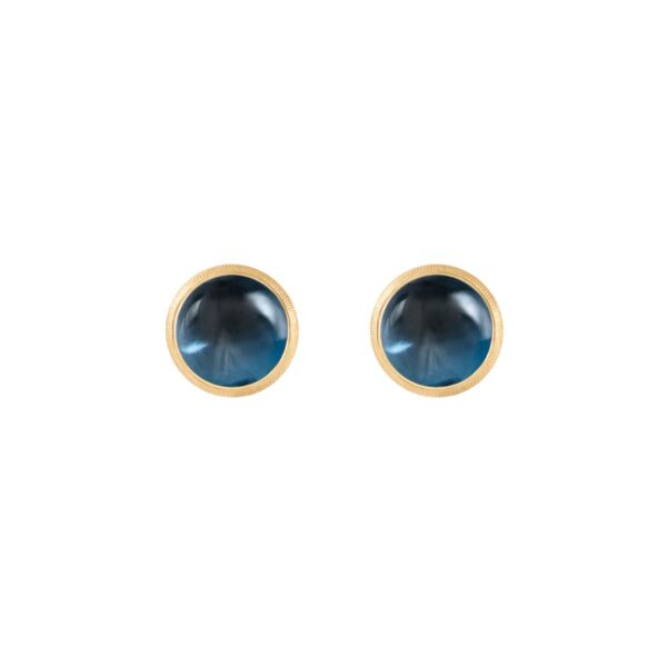 Lotus Earstuds 18 karat yellow gold with London blue topaz D: 7 mm (Pair)