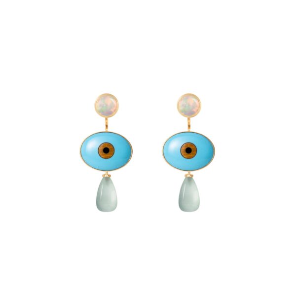 Earstuds Lotus 0,18 karat yellow gold with opal D: 7 mm (Pair) - Bild 6