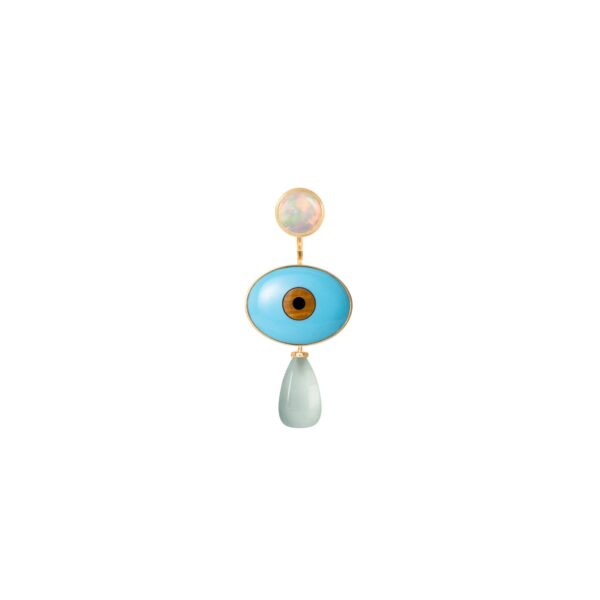Earstuds Lotus 0,18 karat yellow gold with opal D: 7 mm (Pair) - Bild 4