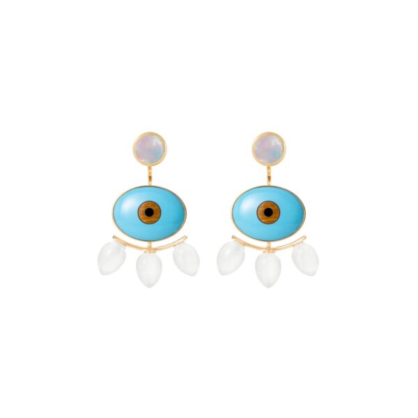 Earstuds Lotus 0,18 karat yellow gold with opal D: 7 mm (Pair) - Bild 3