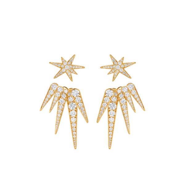 Funky Stars small Earrings 18 karat yellow gold 50 diam. Total 0,24ct. TW.VS (Pair) - Bild 2