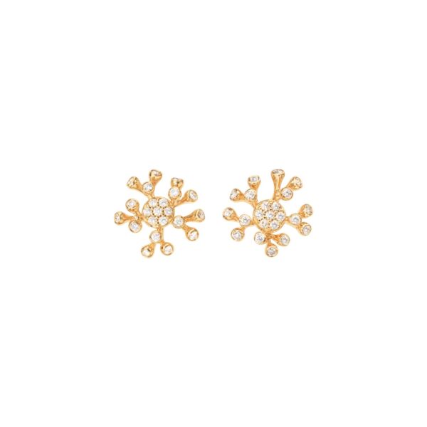 Wild Rose Earrings 18 karat yellow gold with 44 diam. Total 0,44ct. TW.VS (Pair)