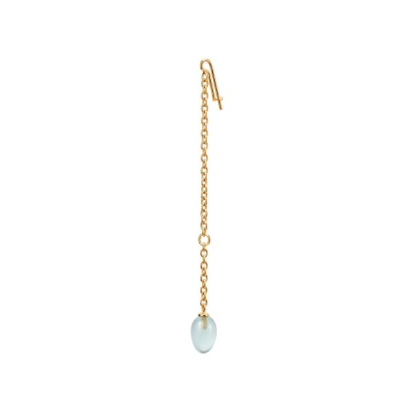 Young Fish Pendant for earring 18 karat yellow gold with aquamarine drop (Pcs.) 5,8 cm