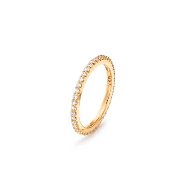 Love Band ring straight 18 karat yellow gold white diam. 0,40-0,47ct TW.VS(Size 49-62)